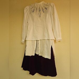 Edwardian Style Velvet Skirt With 2 Blouses